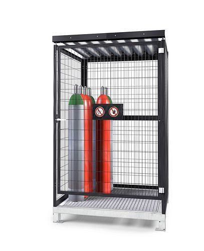 DENIOS Gasflaschenlager GSN 1.15, grau, mit Bodengruppe, 256858