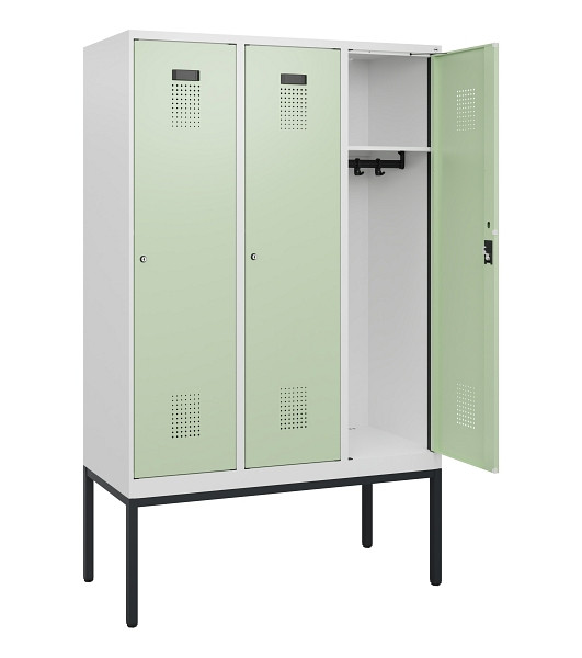 C+P Spind Evolo PLUS, Gestell, 3 Abteile, 1950x1200x500mm, 9016/6019, Zylinderschloss, 0490305-32 S10046