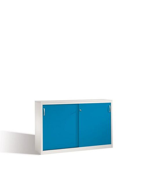 C+P Sideboard mit Schiebetüren Acurado, H1000xB1600xT400mm, Farbe: Lichtgrau / Lichtblau, Bügelgriff, 2146-00 S10071