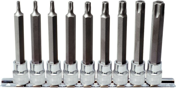 KS Tools 3/8" CHROMEplus Bit-Stecknuss-Satz Torx, Bohrung, lang, 9-teiligTB20-TB60, 918.3969