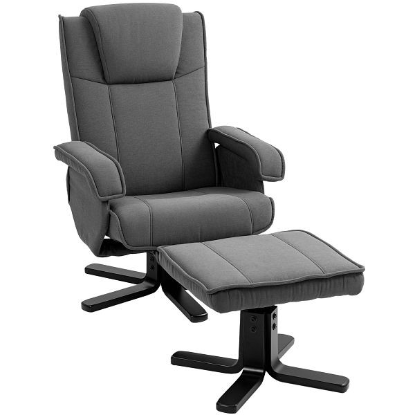 HOMCOM Schaukelbarer Relaxsessel mit Fußhocker, Stoffbezug in Samtoptik, drehbarer Polstersessel, Holzgestell, Grau, 83B-317V02CG
