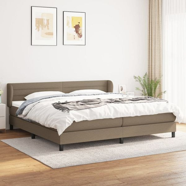 vidaXL Boxspringbett mit Matratze Taupe 200x200 cm Stoff, 3126353