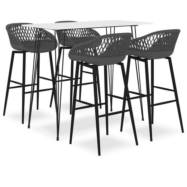 vidaXL 5-teilig Bar-Set Weiß und Grau, 3057405, 8720286172483