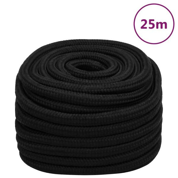 vidaXL Arbeitsseil Schwarz 20 mm 25 m Polyester, 152840