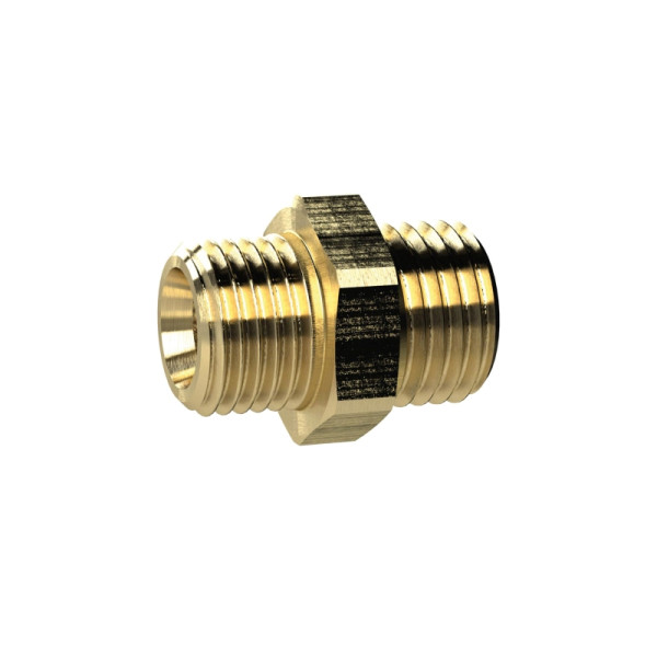 Riegler Doppelgewindenippel, M5, G 1/8, SW 14, Messing, 134479
