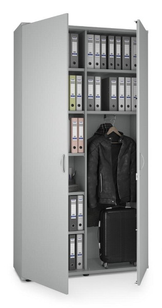 Deskin Garderobenschrank MULTI M pro, Dekor: Lichtgrau, BxHxT: 1200 x 2250 x 420 mm, 250431