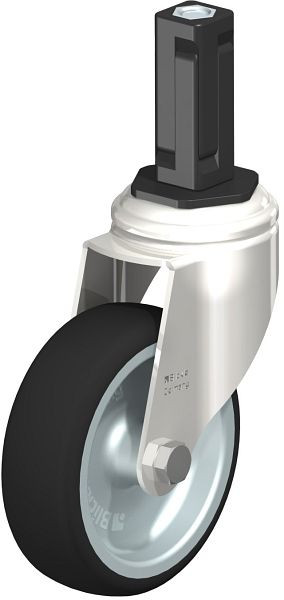 Blickle LKRXA-PATH 101G-11-EXV13 Edelstahl-Apparate-Lenkrolle mit Expander, Thermoplastisches Polyurethan, Grau, 853440