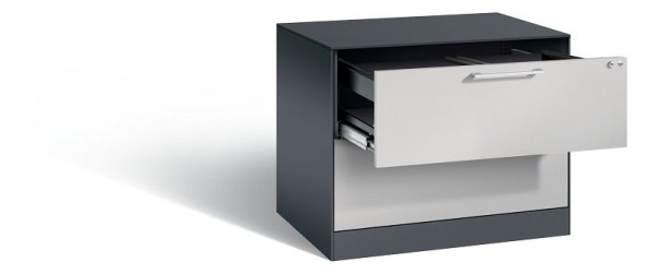 C+P Hängeregistraturschrank Asisto, H710xB800xT600mm, Farbe: Schwarzgrau / Weißaluminium, Bügelgriff, 146273-212 S10056