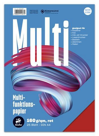 Staufen Multifunktionspapier 7X PLUS - A4, 160 g/qm, rot, 25 Blatt, 734051697