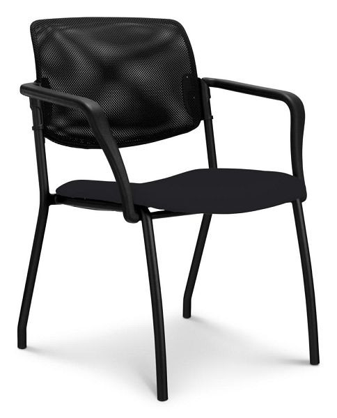 Deskin Besucherstuhl DELTA 2000, Gestell schwarz inkl. Armlehnen, Netzrücken schwarz, eckig, 361528
