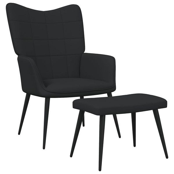 vidaXL Relaxsessel mit Hocker Schwarz Stoff, Top-Qualität, 327958