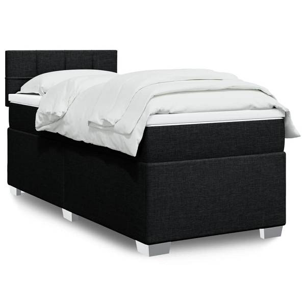 vidaXL Boxspringbett mit Matratze Schwarz 90x200 cm Stoff, 3285773