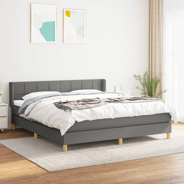 vidaXL Boxspringbett mit Matratze Dunkelgrau 160x200 cm Stoff, 3130282