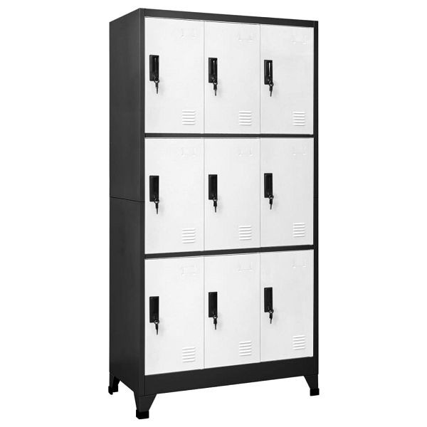 vidaXL Schließfachschrank Anthrazit und Weiß 90x45x180 cm Stahl, 339808