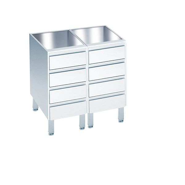 CHROMOnorm Schubladenblock mit 8 Schubladen, Tiefe 660 (700)mm Länge 800mm, ohne Tischplatte, S40708U0000