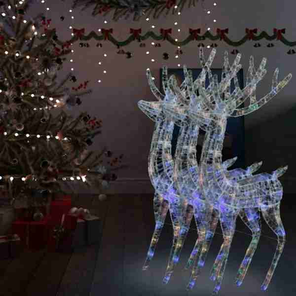 vidaXL XXL Rentiere Weihnachtsdekoration Acryl 250 LED 3 Stück 180 cm, 3154364