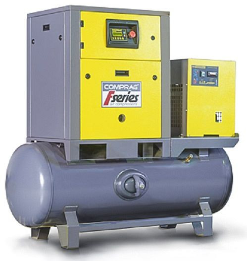Comprag Schraubenkompressor FRD0310-270, montiert auf liegendem Behälter 270 l und, mit Kältetrockner, 0,38 m³/min, 10 bar, 11410006