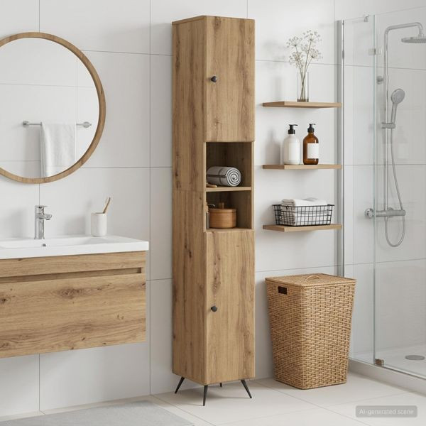 vidaXL Badezimmerschrank mit offenem Regal BREDA Artisan-Eiche, 897484