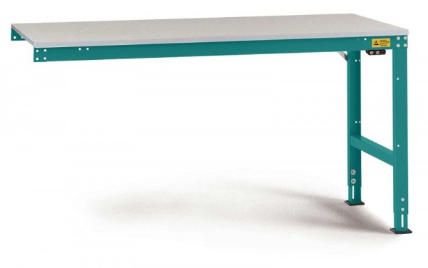 Manuflex ESD-Arbeitstisch UNIVERSAL Standard Anbautisch mit Kautschukplatte, BxTxH = 1000 x 600 x 760-870 mm, Wasserblau, LU6003.5021