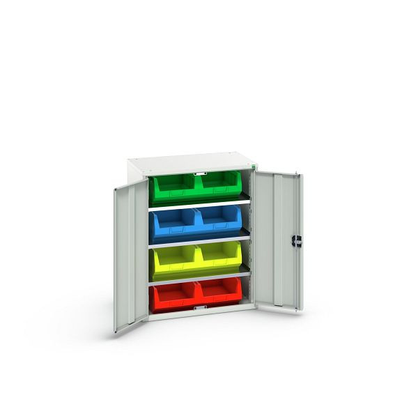 bott verso Magazinschrank, mit 3 Fachböden und 8 Sichtlagerkästen, BxTxH: 800 x 550 x 1000 mm, Lichtgrau / Lichtgrau, 16926450.16