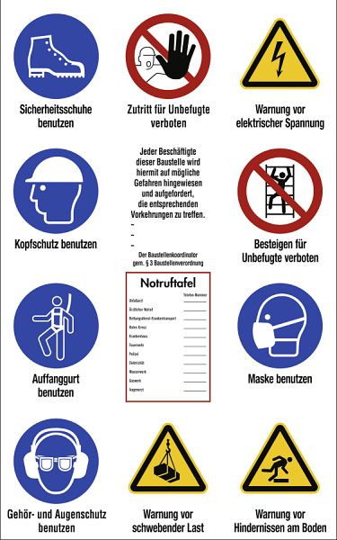 Moedel Baustellen-Sicherheitsschild nach ISO 7010, Planenstoff, 750x1200 mm, 103260