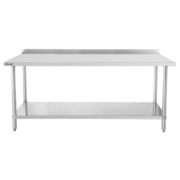 Casselin Edelstahl Arbeitstisch 600 mit Rückwand und Regal 600 mm, C6TTDE60
