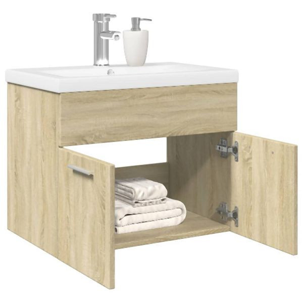 vidaXL Waschbeckenunterschrank mit Einbaubecken Sonoma-Eiche, 3324983