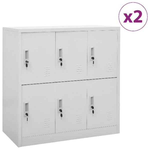 vidaXL Schließfachschränke 2 Stück Hellgrau 90x45x92,5 cm Stahl, 3095231