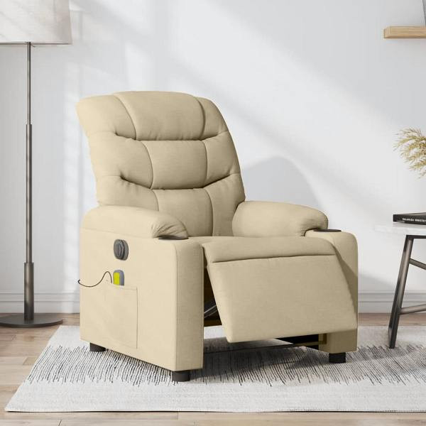 vidaXL Massagesessel Elektrisch Creme Stoff, Polyester, 3206644