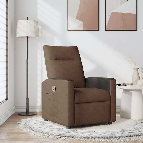 vidaXL Relaxsessel Braun Stoff, manuelle Liegefunktion, 4104828, 8721158657725