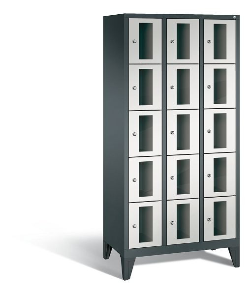 C+P Schließfachschrank Classic, 15 Fächer, H1850xB900xT500 mm, Anthrazit/Grau, 8010A305 S10020