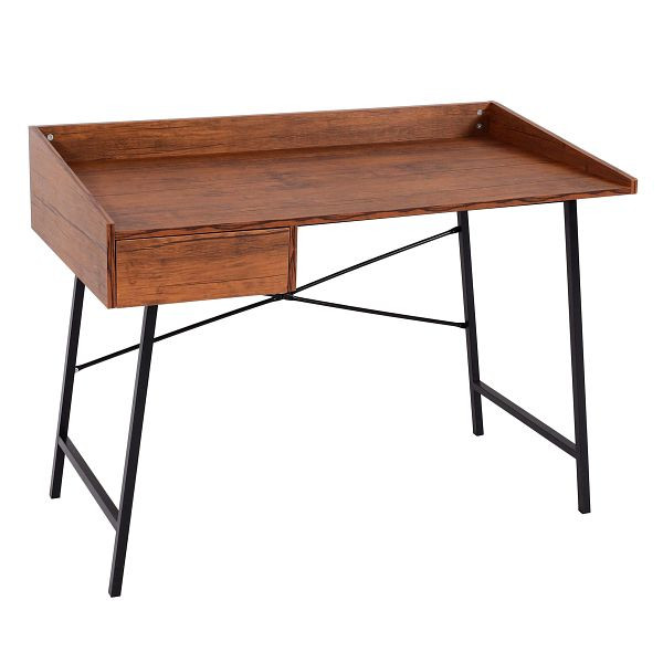 Mendler Schreibtisch HWC-J97, Bürotisch Computertisch, Schublade 3D-Struktur 98x114x60cm, braun, 84811