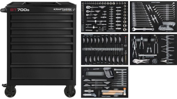 Kraftwerk BT LINE Werkstattwagen BT700s 7 Schubladen schwarz, 194-tlg., 102.107.BLK1