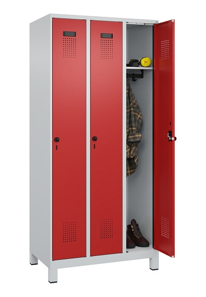 C+P Spind Evolo PLUS, mit Füßen, 3 Abteile, 1950x900x500mm, 7035/3000, Verschluss Drehriegel, Ablageböden 3, 049010-30 S10003