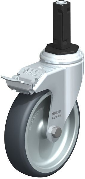 Blickle LKRA-TPA 126G-11-FI-EV12 Apparate-Lenkrolle mit Expander & Feststeller, Thermoplastisches Gummi-Elastomer, Grau, 847888