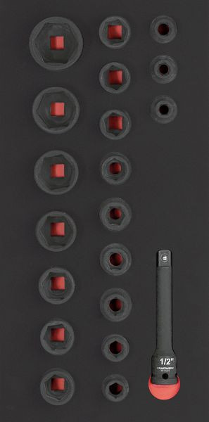 Kraftwerk PRO LINE EVA Schlag-Steckschlüssel-Einlage 1/2" 20-tlg. 20x40 Einlage, 105.401.028