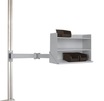 Manuflex ESD-Sichtboxen-Regal in Alusilber ähnlich RAL 9006, BxTxH = 430 x 155 x 310 mm, Alusilber, LZ3901.9006