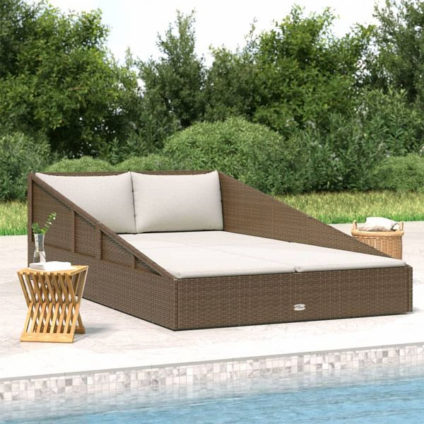 vidaXL Gartenbett Braun 110x200 cm Poly Rattan, Material: Stahl-Rahmen + PE-Rattan, 42666