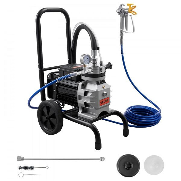 VEVOR Membran-Airless-Farbspritzgerät 1100 W, rollbar, 15,17 MPa, 10 m Schlauch, mit Reinigungsnadel und Bürste, für innen/außen, GMSGYWQPTJ11OF6GY001V2