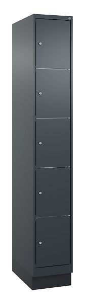 C+P Schließfachschrank Classic PLUS, Sockel, 1950x300x500mm, 7016/7016, mit 5 Fächern, 080020-105 S10015