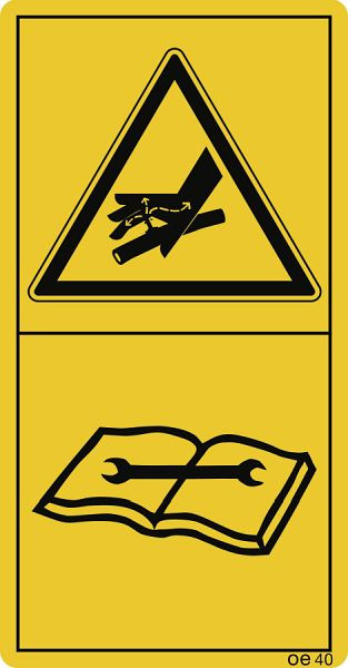 Moedel Vorsicht b. austretender Hochdruckflüssigkeit..., Folie, 60x116mm, VE: 2 Stück/Bogen, 69749