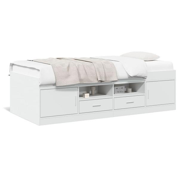 vidaXL Tagesbett mit Schubladen Weiß 100x200 cm Holzwerkstoff, 3280237