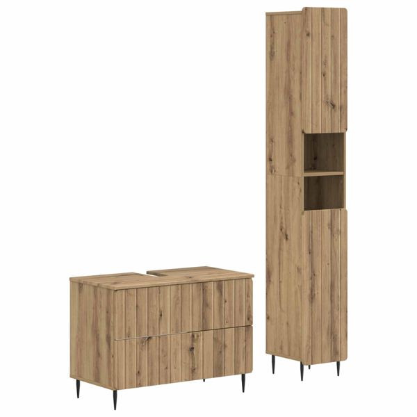 vidaXL 2-teiliges Badezimmer Schrank Set ZWOLLE Artisan-Eiche, 3417521