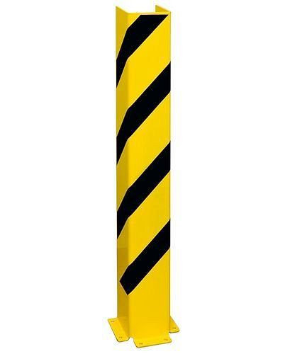 DENIOS Anfahrschutz-Winkel aus Stahl, U-Profil, Höhe 1200 mm, Stärke 6 mm, gelb/schwarz, 240901