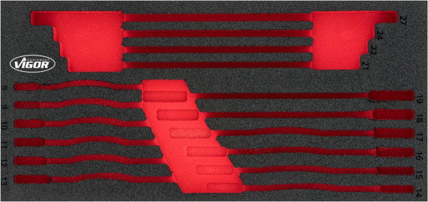 VIGOR 2-Komponenten Weichschaum-Einlagen, Einlagenmaß / Schubladengröße: S (188 x 393 x 35 mm), Verwendung: V4987, V4987-L