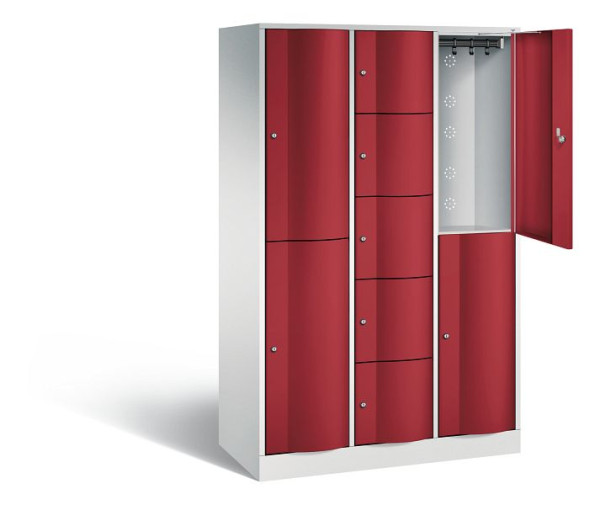 C+P Kombi-Schließfachschrank Resisto, H1950xB1148xT540mm, Farbe: Lichtgrau / Rubinrot, 8070-3720 S10014