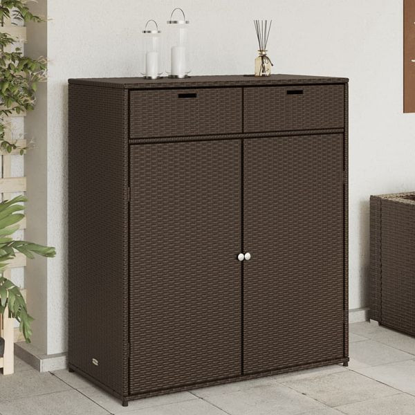 vidaXL Gartenschrank Braun 105x55x113 cm Poly Rattan, 365564
