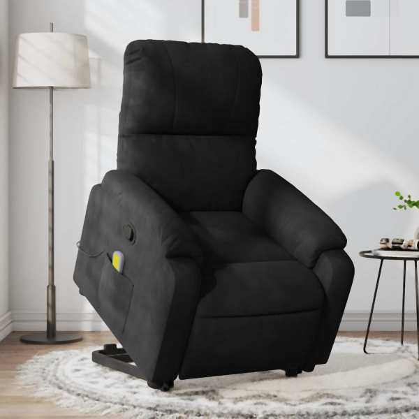 vidaXL Massagesessel mit Aufstehhilfe Schwarz Mikrofasergewebe, 3204939
