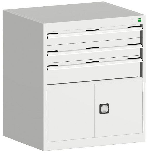 bott cubio Schubladenschrank bestückt mit 3 Schubladen, Tür BxTxH: 800 x 750 x 900 mm, RAL 7035, 40028104.16V