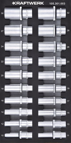 Kraftwerk BASIC LINE EVA 1/2'' Steckschlüsseleinsatz sechskant 20-tlg. 20x40 Einlage, 105.301.003